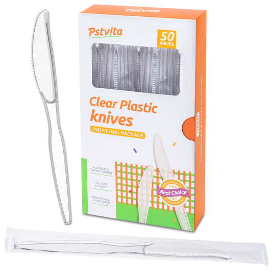 Individual Packing Heavyweight Plastic Knives Set (50 Pieces)