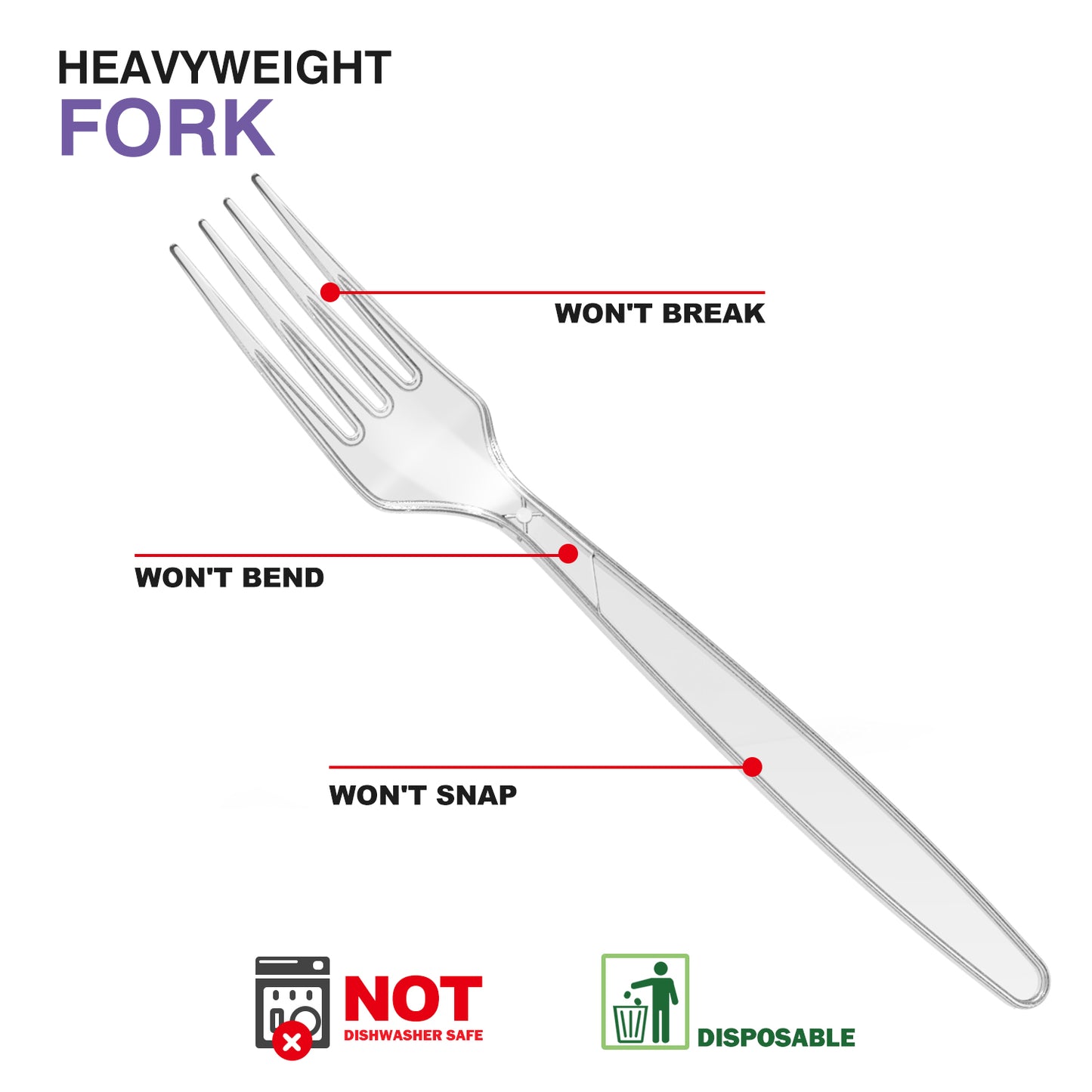 Plastic Forks Heavy Duty, Clear Disposable Party Supply, Pack of 80