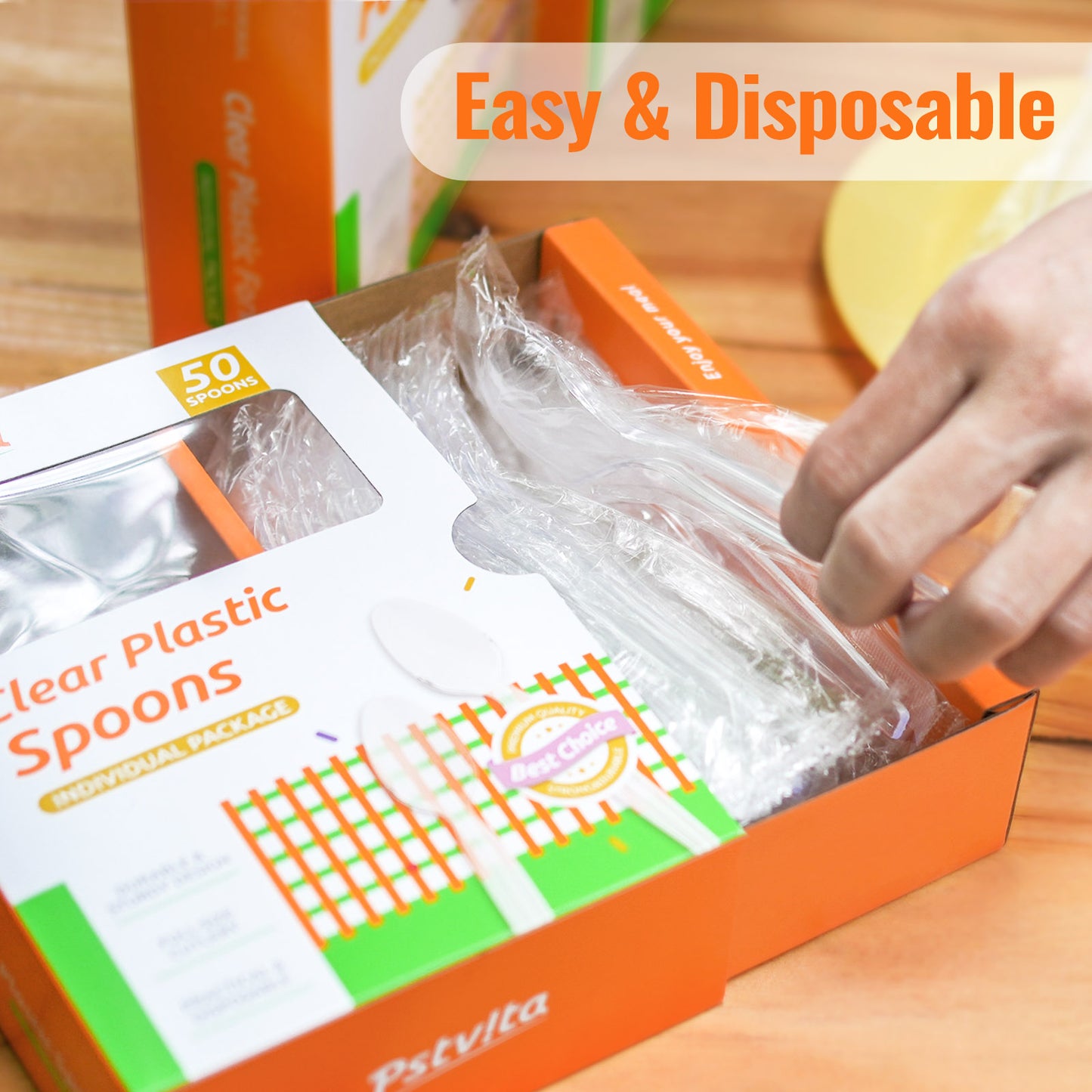 Individual Packing Heavyweight Plastic Spoons Set (50 Pieces)