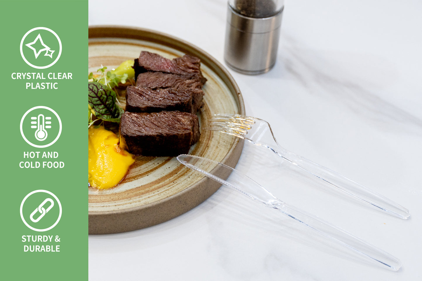 PSTVITA Plastic Knives Heavy Duty, Clear Disposable Party Supply, Pack of 80