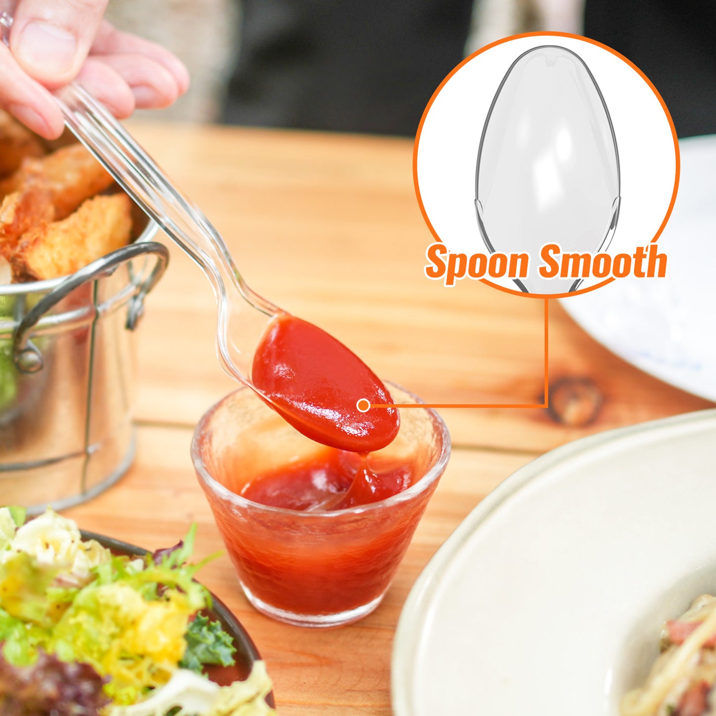 Individual Packing Heavyweight Plastic Spoons Set (50 Pieces)