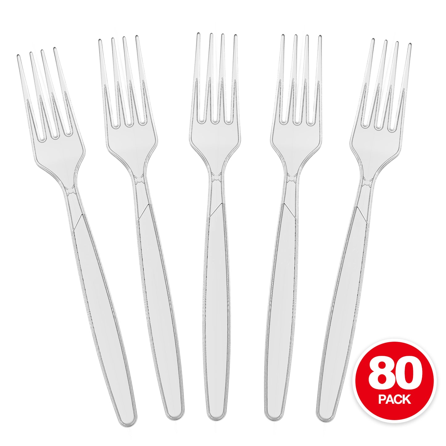 Plastic Forks Heavy Duty, Clear Disposable Party Supply, Pack of 80