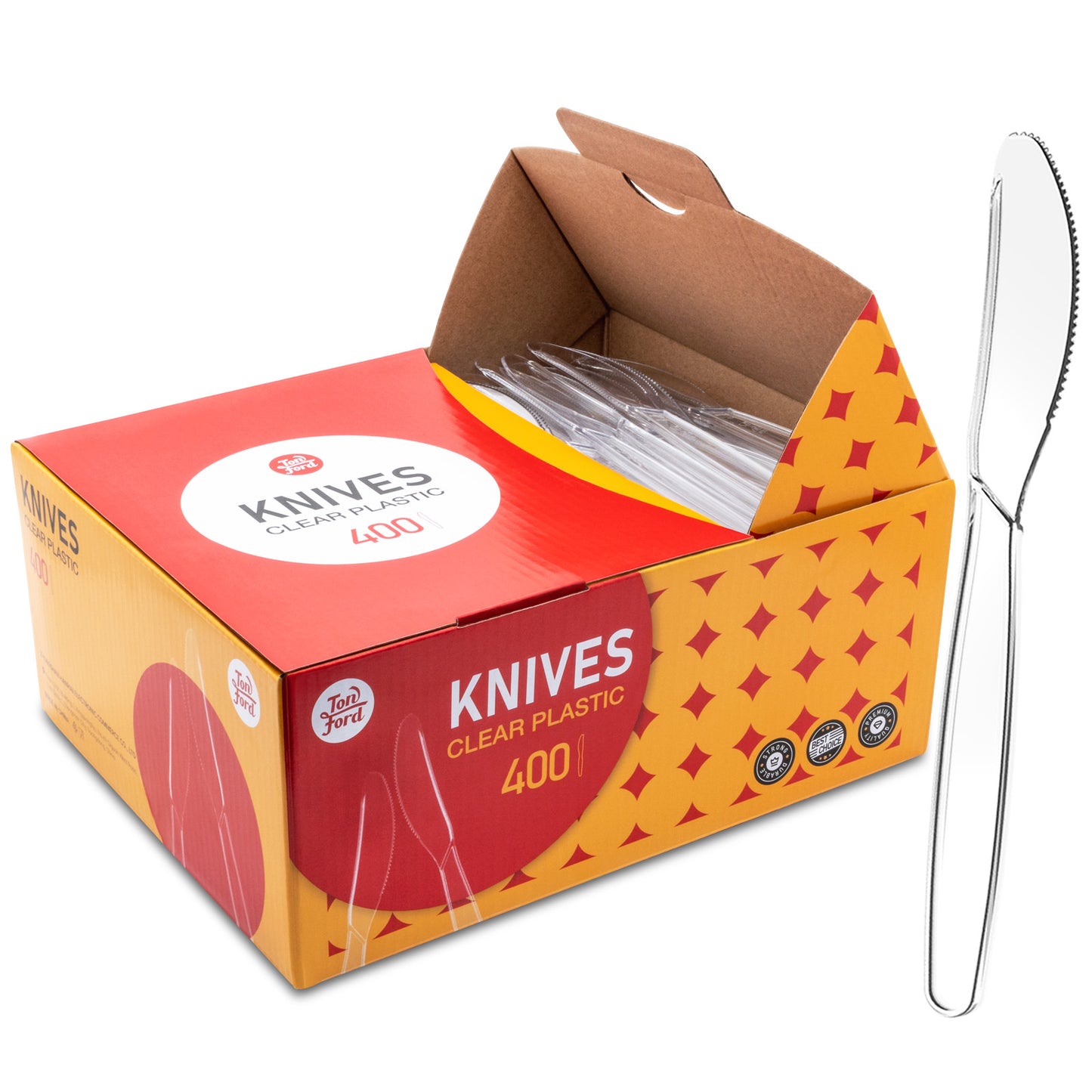 Plastic Knives Heavy Duty Clear, Plastic Utensils, 400 Count