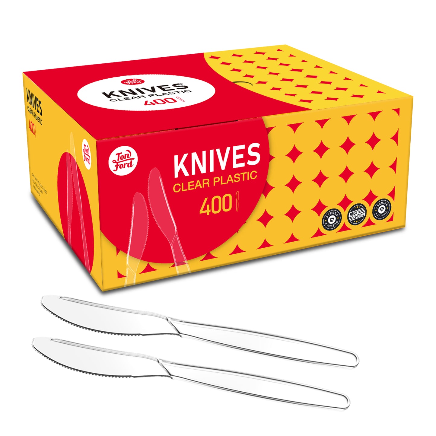 Plastic Knives Heavy Duty Clear, Plastic Utensils, 400 Count