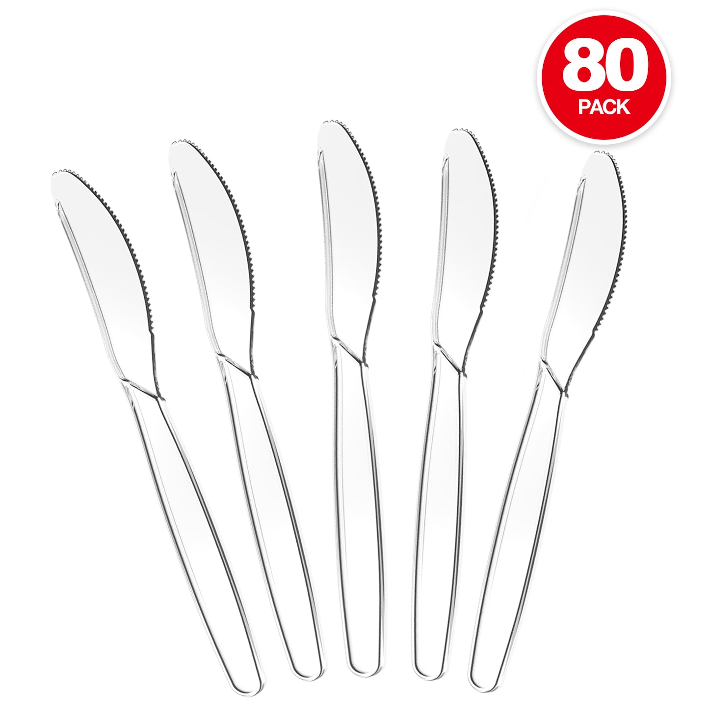 PSTVITA Plastic Knives Heavy Duty, Clear Disposable Party Supply, Pack of 80