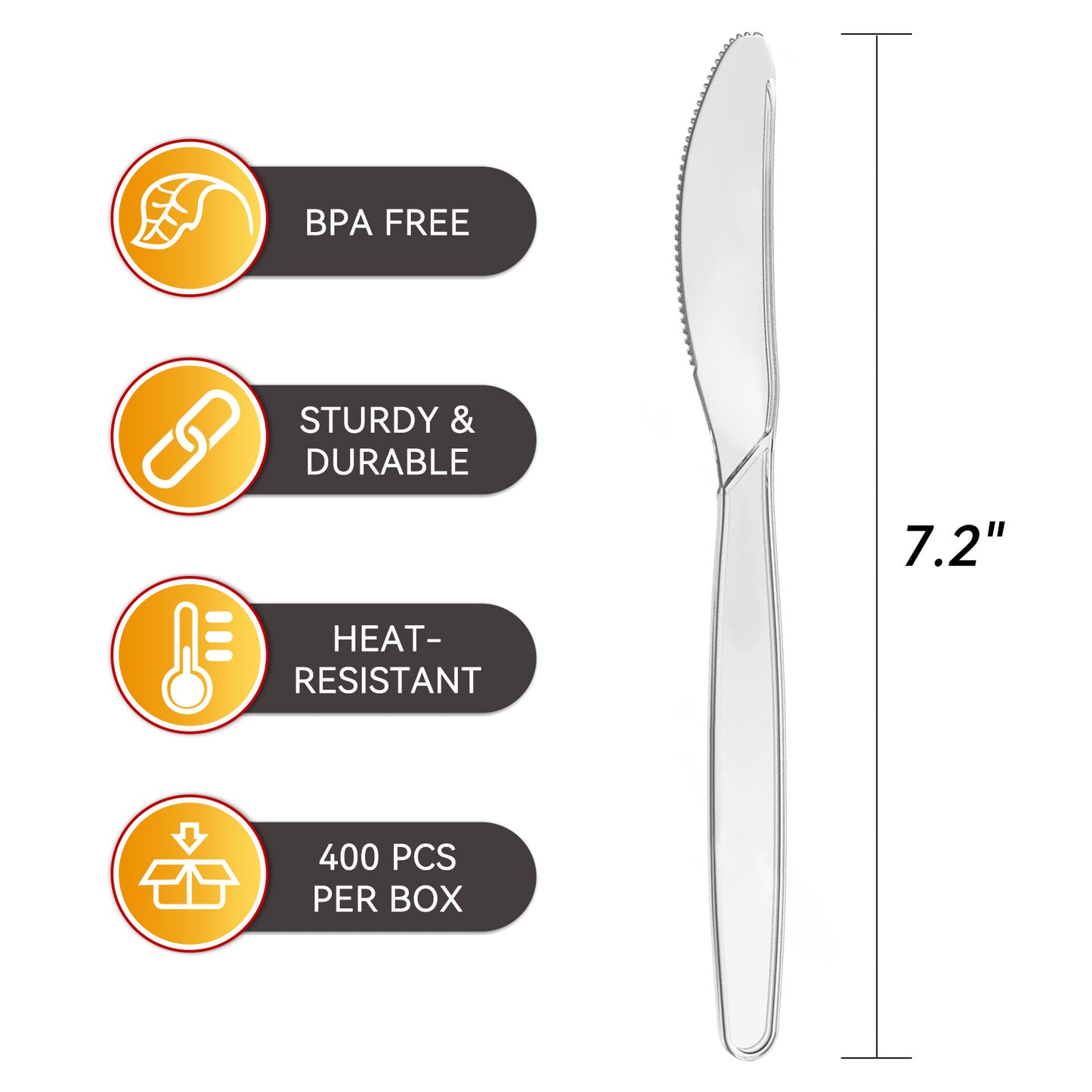 Plastic Knives Heavy Duty Clear, Plastic Utensils, 400 Count