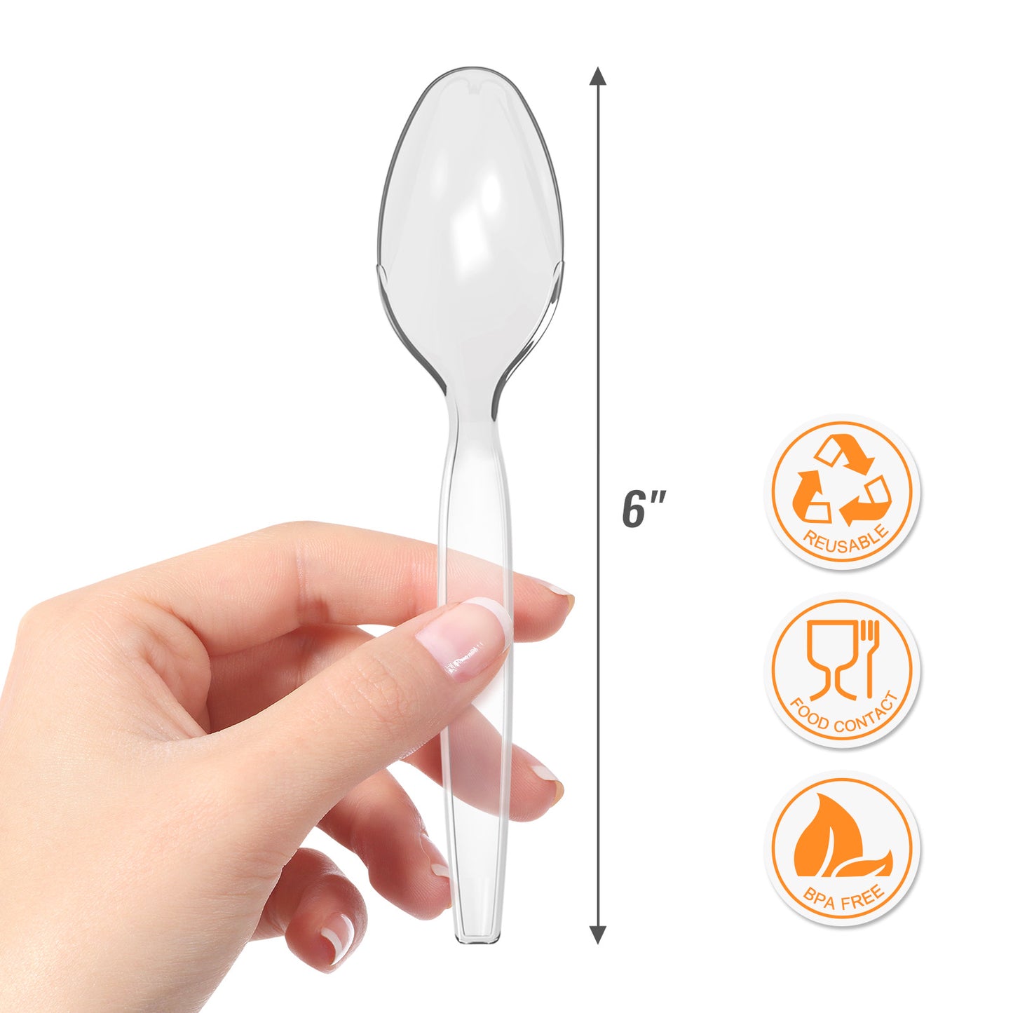 Individual Packing Heavyweight Plastic Spoons Set (50 Pieces)